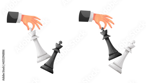 Chess strategy game checkmate piece competition challenge concept. Vector flat graphic design illustration