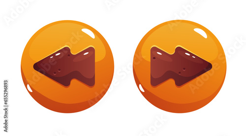 Candy game button ui chocolate arrow interface isolated concept. Vector flat graphic design illustration
