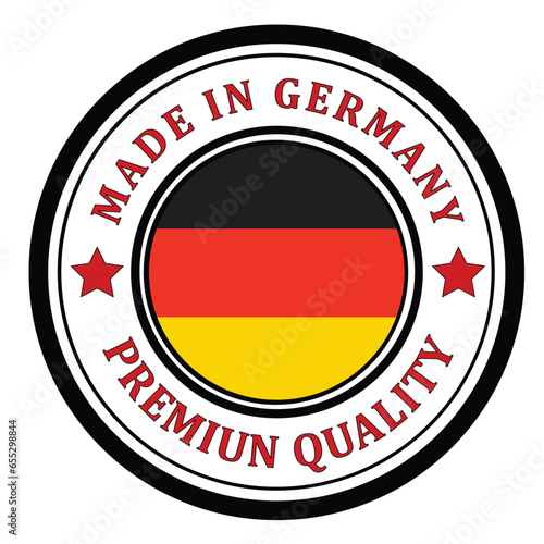 The sign is made in Germany. Framed with the flag of the country