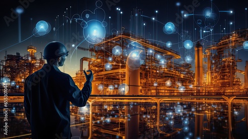 Predictive Maintenance, Futuristic Background for Industrial IoT Insights.Smart warehouse management system with innovative internet of things technology to identify package picking and delivery. 