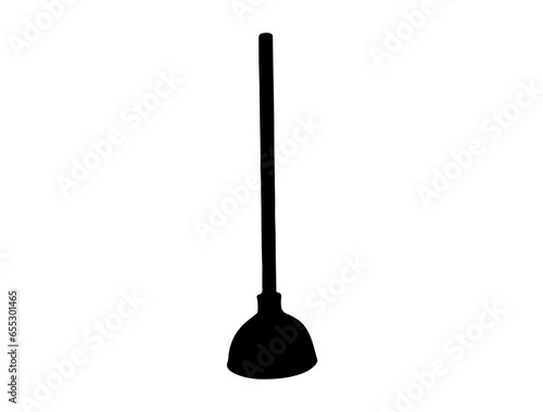 Toilet plunger silhouette vector art white background