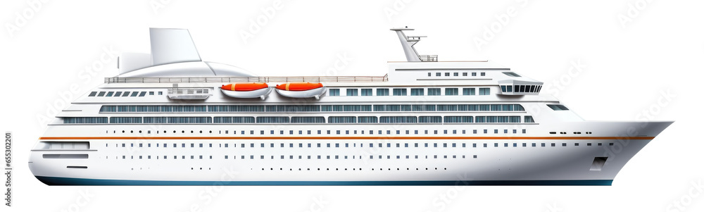 Cruise Ship Side View Isolated on Transparent Background
