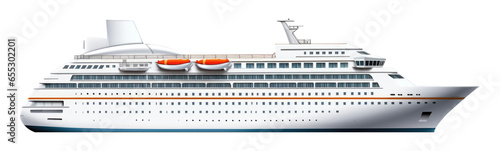 Cruise Ship Side View Isolated on Transparent Background 