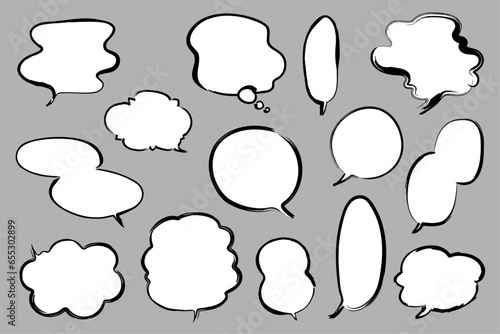 筆描きの吹き出しベクターイラストセット