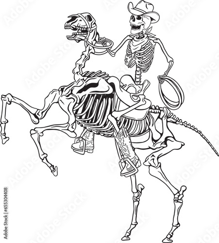 Cowboy skeleton riding a horse