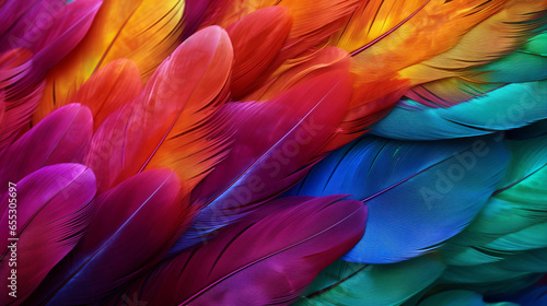Colorful Bird Plumage. Feather Background for Graphic Designs. © © Raymond Orton
