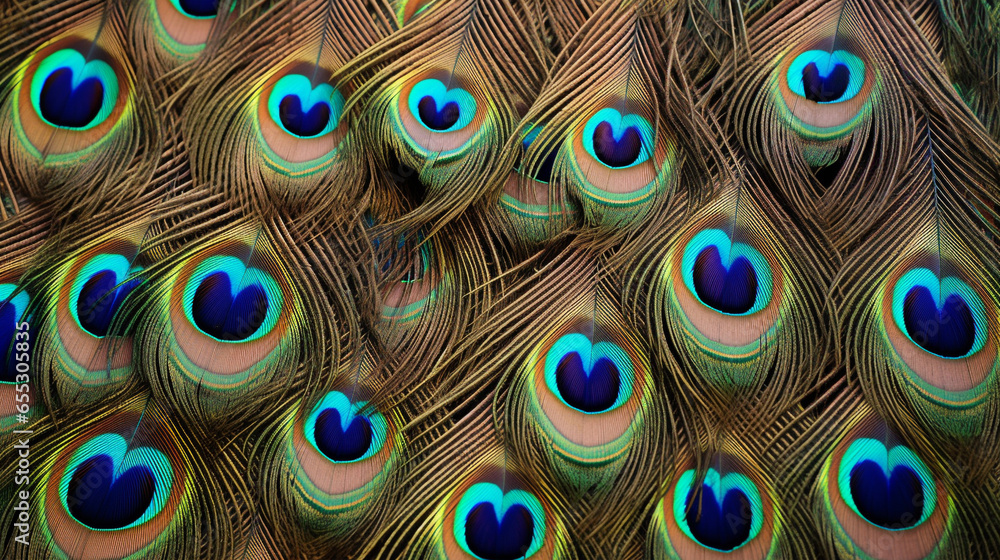 Obraz premium close up of Peacock feather texture