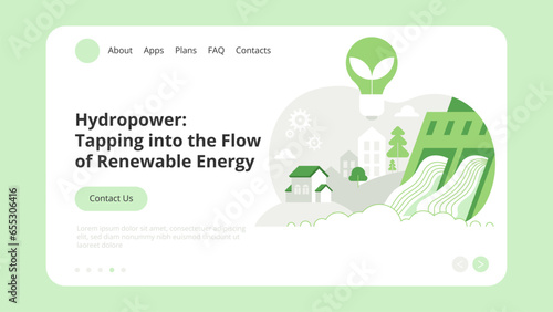 Green energy Environmentalist Concept Landing Page Template, Website Banner, Advertisement and Marketing Material, Online Advertising, Business Presentation Vector Illustration