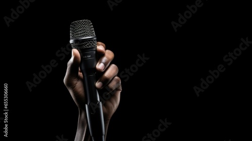 Hand Holding a Mic in Blank Background