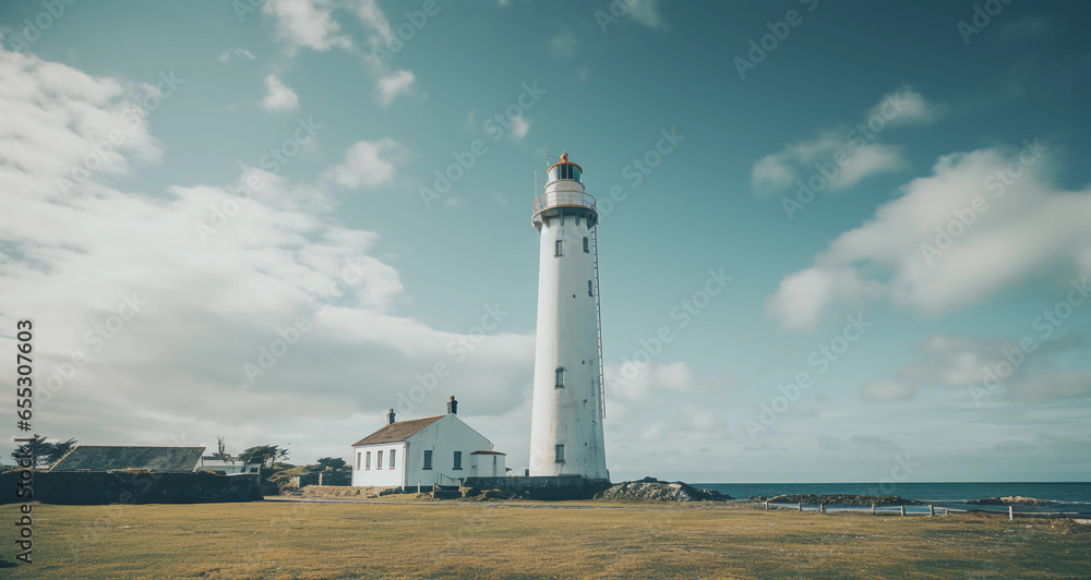 lighthouse on the coast of the sea