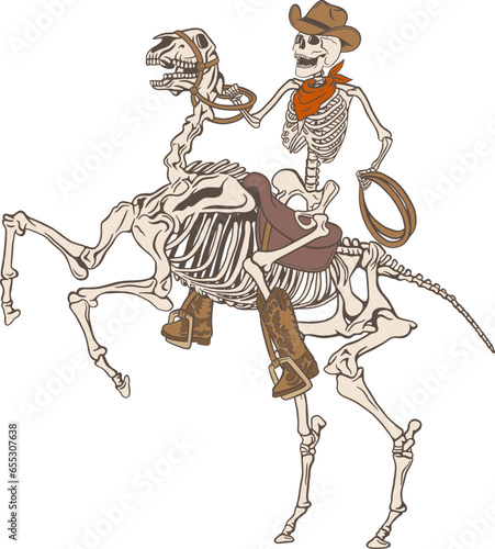 Cowboy skeleton riding a horse