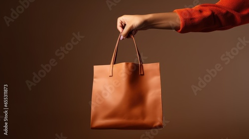 Woman Hand Holding a Shopping Bag Isolated Background