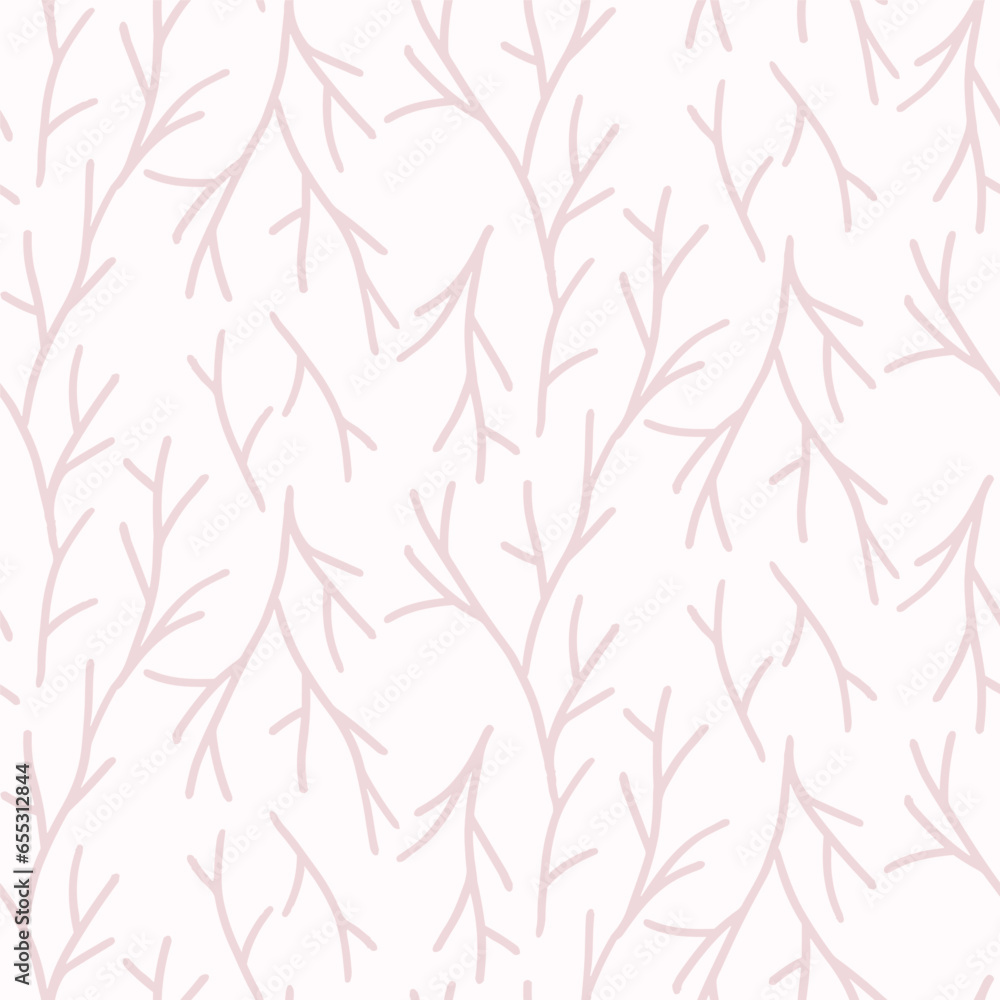 Fototapeta premium Winter berry branch seamless pattern for textile or wallpaper, scrapbook in delicate pastel color. Vector background, hand drawn doodle simple illustrations