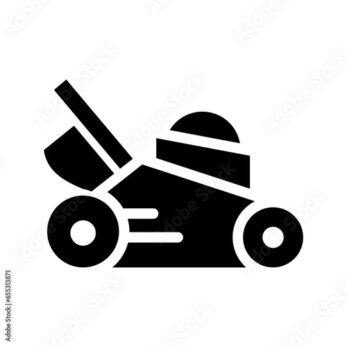 lawn mower glyph icon illustration vector graphic. Simple element illustration vector graphic, suitable for app, websites, and presentations isolated on white background