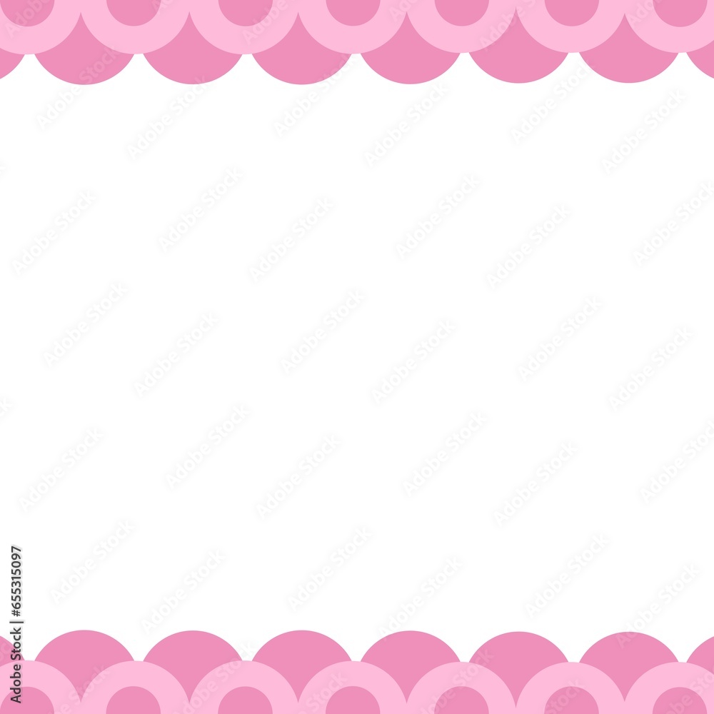 cute pink half circle top and bottom frame illustration