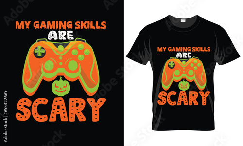 Halloween Game T-shirt Design.  template is easy to print