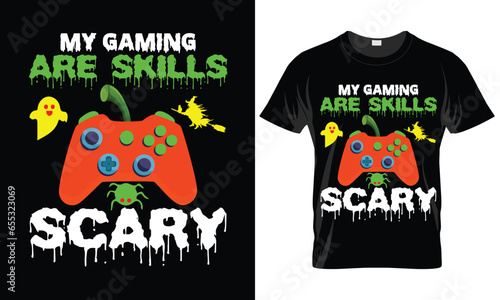 Halloween Game T-shirt Design.  template is easy to print