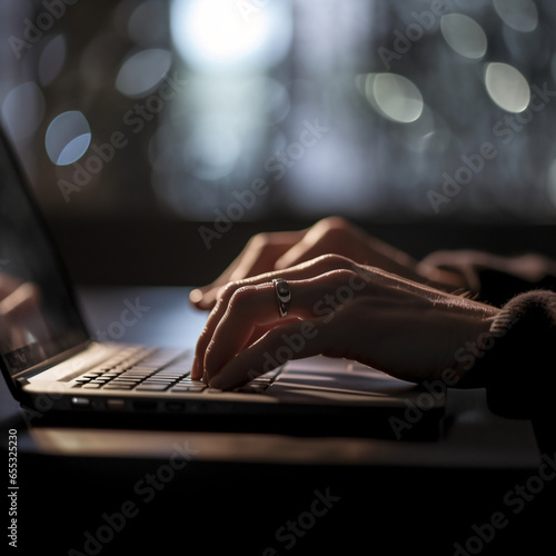 person typing on a laptop