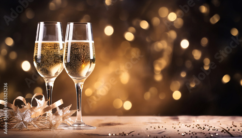 glasses of champagne on new year or christmas background © Marvin