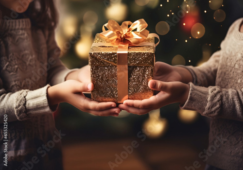 children with christmas present