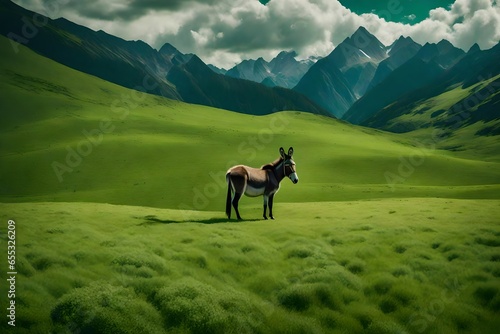 horse on mountain meadow 4k HD quality photo. 