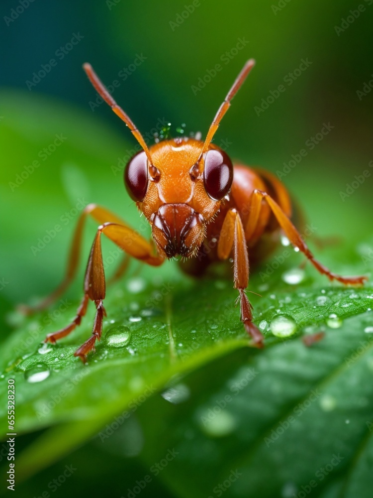 Fototapeta premium close up of an ant on leaf