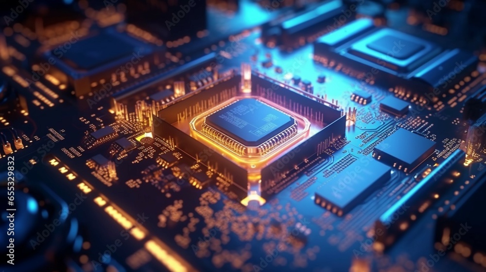 Fototapeta premium Concept Advanced Microprocessor Connecting with a Mot generative ai