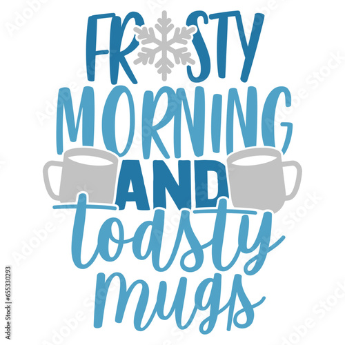 Frosty Morning And Toasty Mugs - Winter Illustration