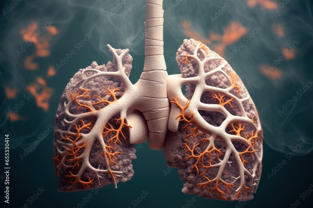 Human Lung model illness, Lung cancer and lung disease, Generative AI - obrazy, fototapety, plakaty 