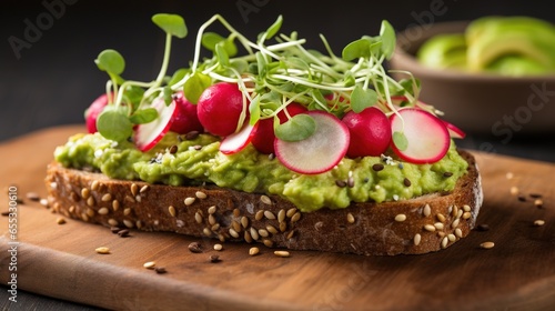  a sandwich topped with radishes and sprouts.  generative ai