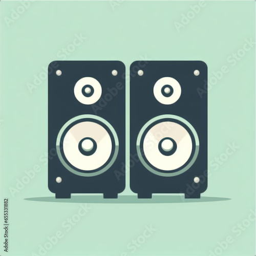 Pair of studio hifi speakers on green background
