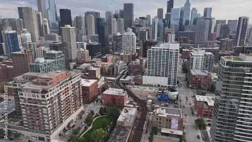 Aerial video of downtown city of Chicago, Illinois, USA. September 2023 photo