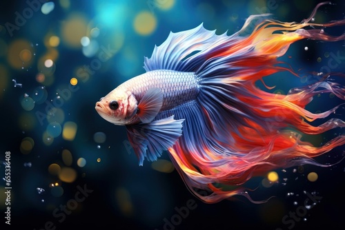 Beauty fantasy fighting fish art Generative AI