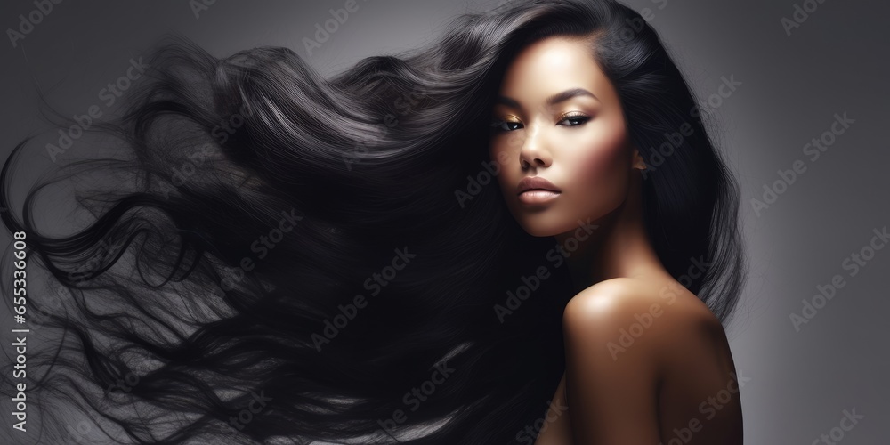Beauty black hair women for hair care product Generative AI Beauty black hair women for hair care product Generative AI