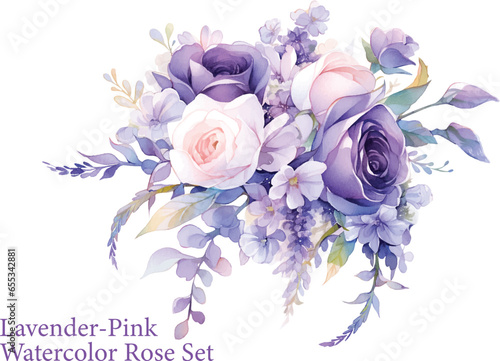 Watercolor Flower Bouquet Vintage Decoration, Transparent Floral Clipart for Wedding Card