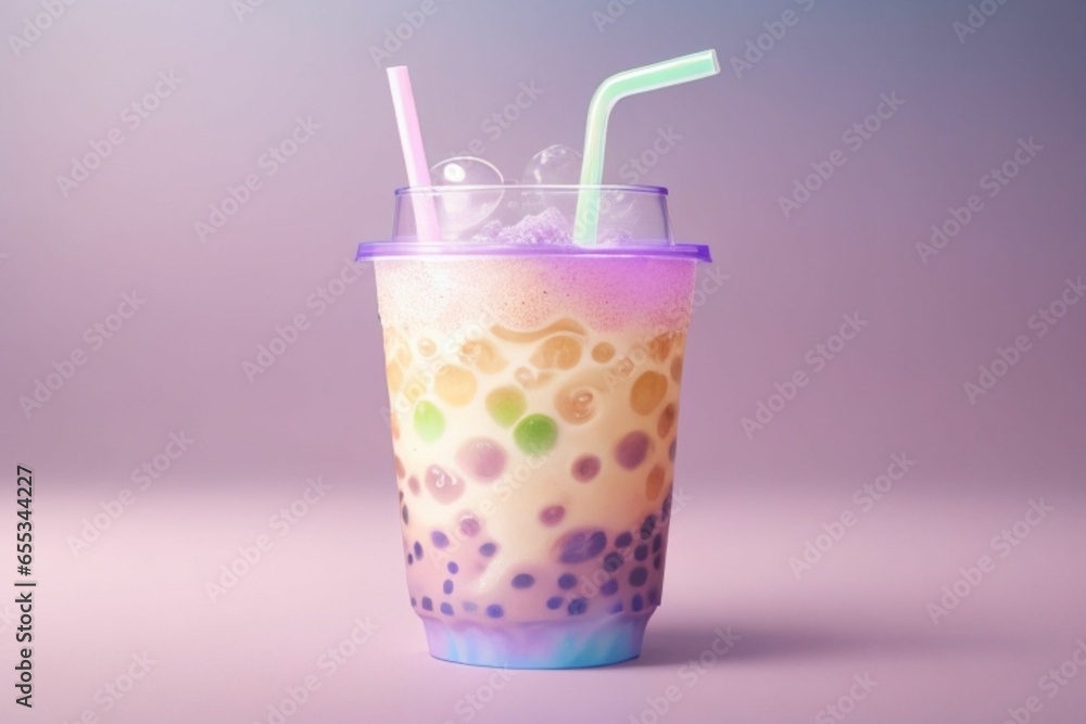Bubble tea in a plastic transparent plastic cup glass yummy eye catch Bubble tea in a plastic transparent plastic cup glass yummy eye catch