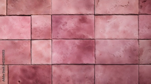 Pattern of Travertine Tiles in hot pink Colors. Top View
