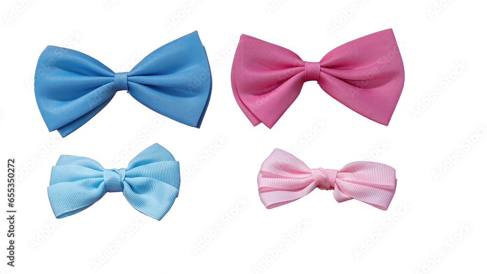 Four blue and pink bow ties.1 Four blue and pink bow ties.1