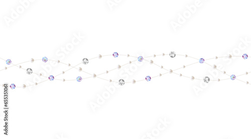 Pearl. Gems. Decoration. Diamonds. Abstract background. Jewelry. Hanging crystals. Vector illustration.
