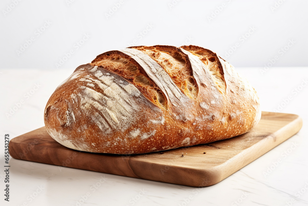 loaf of bread on wooden board