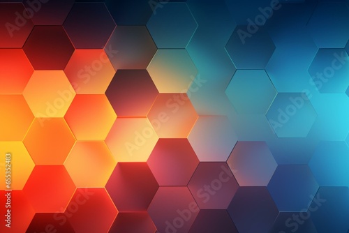 Abstract hexagons on gradient background. Generative AI © Zosia