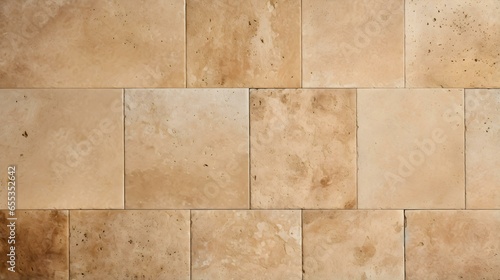 Pattern of Travertine Tiles in light brown Colors. Top View
