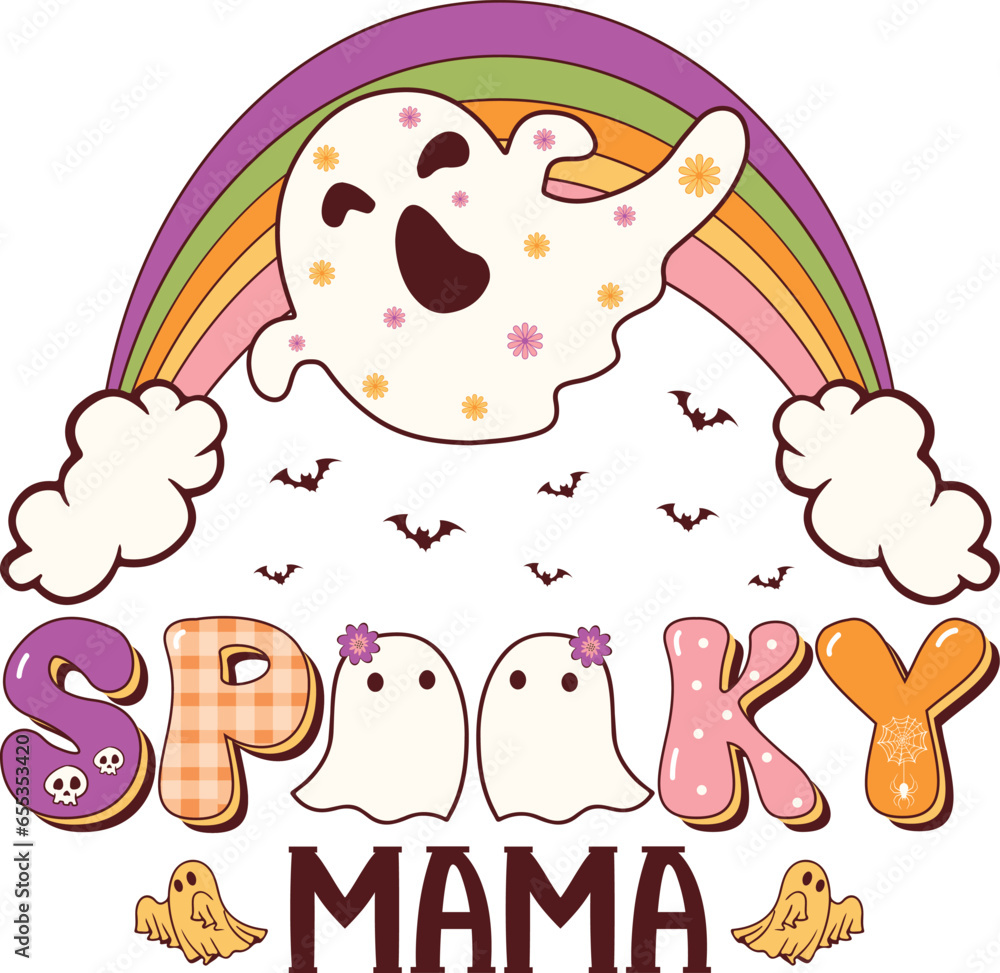 Spooky Mama Halloween typography T-shirt Design Spooky Mama Halloween typography T-shirt Design