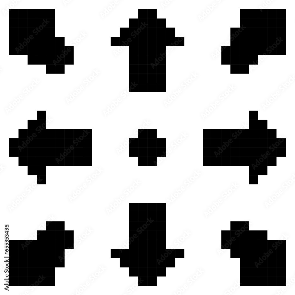 Obraz premium Arrow Solid Pixel Art Icons
