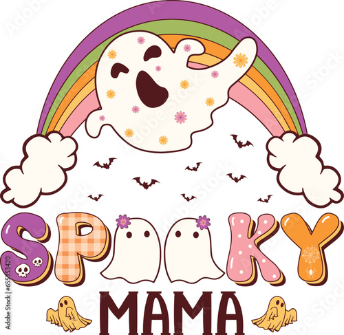 Spooky Mama Halloween typography T-shirt Design