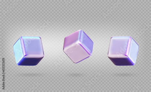 Vector graphics of glossy holographic cubes