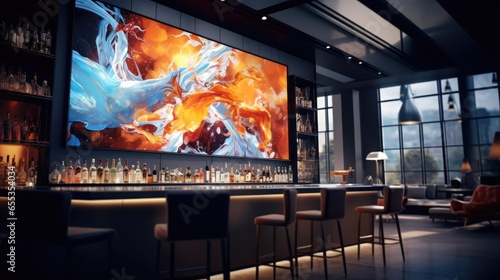 luxury fancy bar with modern art on the walls