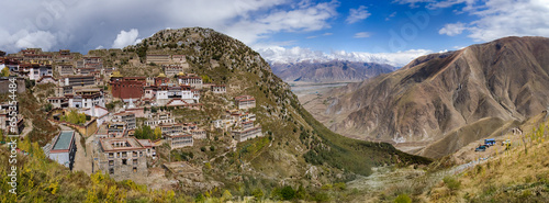 Fototapeta Naklejka Na Ścianę i Meble -  Ganden Monastery or Ganden Namgyeling is one of the Gelug university monasteries of Tibet. The other two are Sera Monastery and Drepung Monastery. 