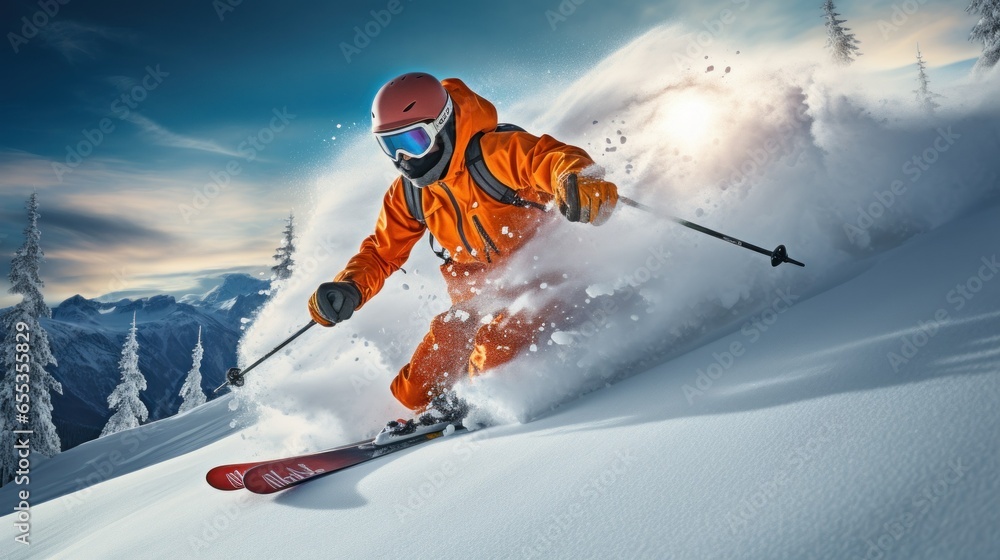 Carving the Slopes: Skier in Action