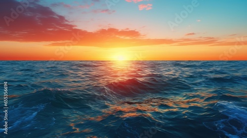 sunset over the beautiful deep blue ocean